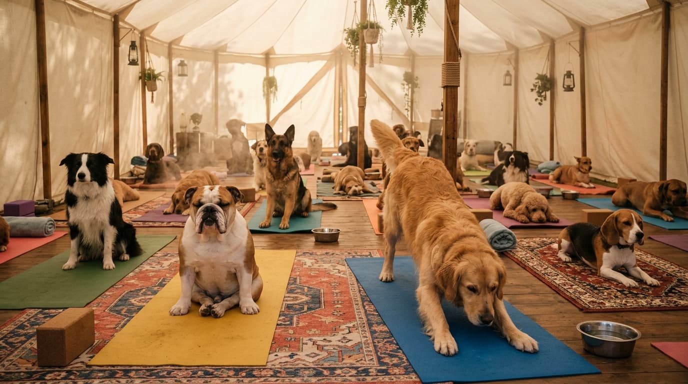 Hunde Hot Yoga auf Mallorca Banner
